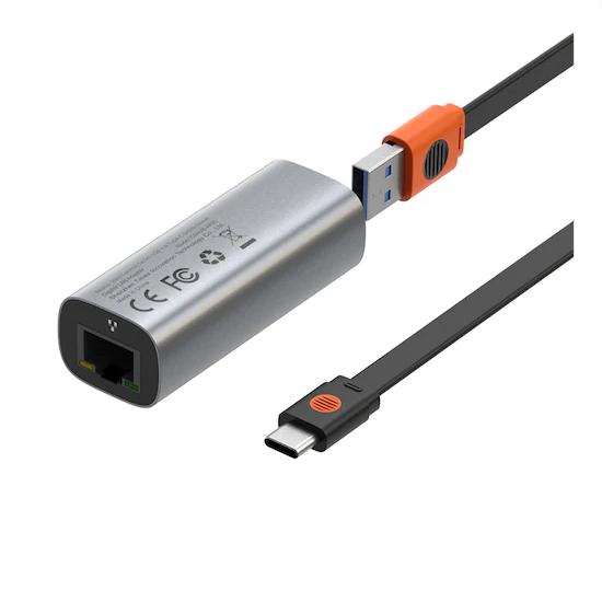 Steel Cannon Series USB A And Type-C Bidirectional Gigabit LAN Adapter CAHUB-AF0G Dark